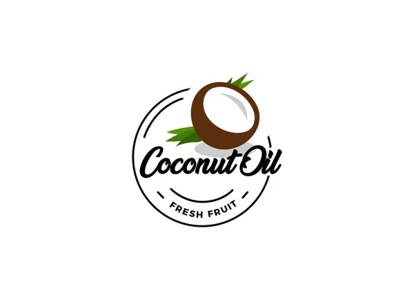 Logo Olio Cocco Prodotto Naturale Emblema Olio Cocco Matura Cocco — Vettoriale Stock