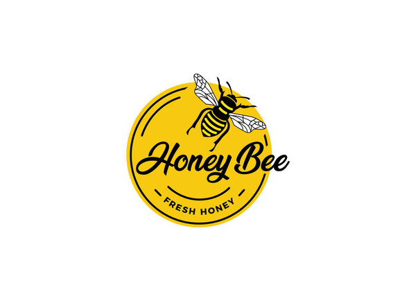 Honey Farm and bee company logo design template.