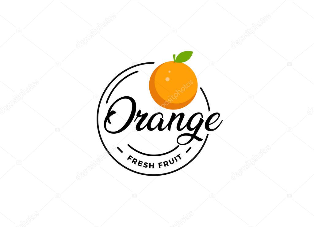 The logo of orange juice. Orang fruit vector design template for juice logo.
