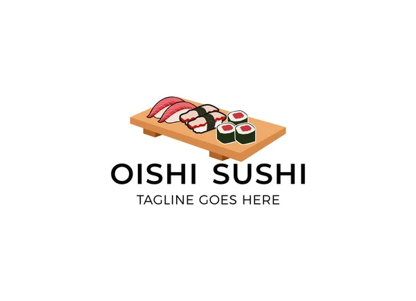 Sushi Logo Fish Food Japan Restaurant Japanese Seafood Logo Asian — Stock vektor
