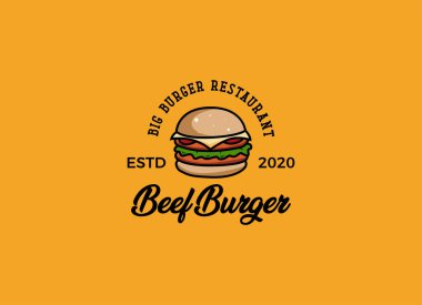 Hamburger Vector Illustration 'un fast food' u. Hamburger Logosu ve Fast Food için Vektör.
