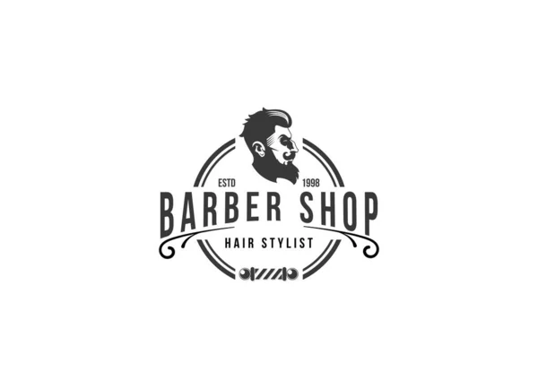 Barbershop Logo Vector Design Logotipo Para Barbearia Corte Barba Cabeleireiro — Vetor de Stock