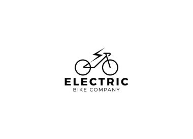 Minimalist bicycle logo design template. Electric bike emblem vector.