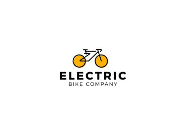 Minimalist bicycle logo design template. Electric bike emblem vector.