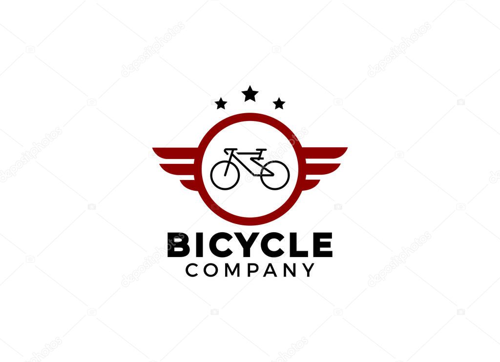 Minimalist bicycle logo design template. Electric bike emblem vector.