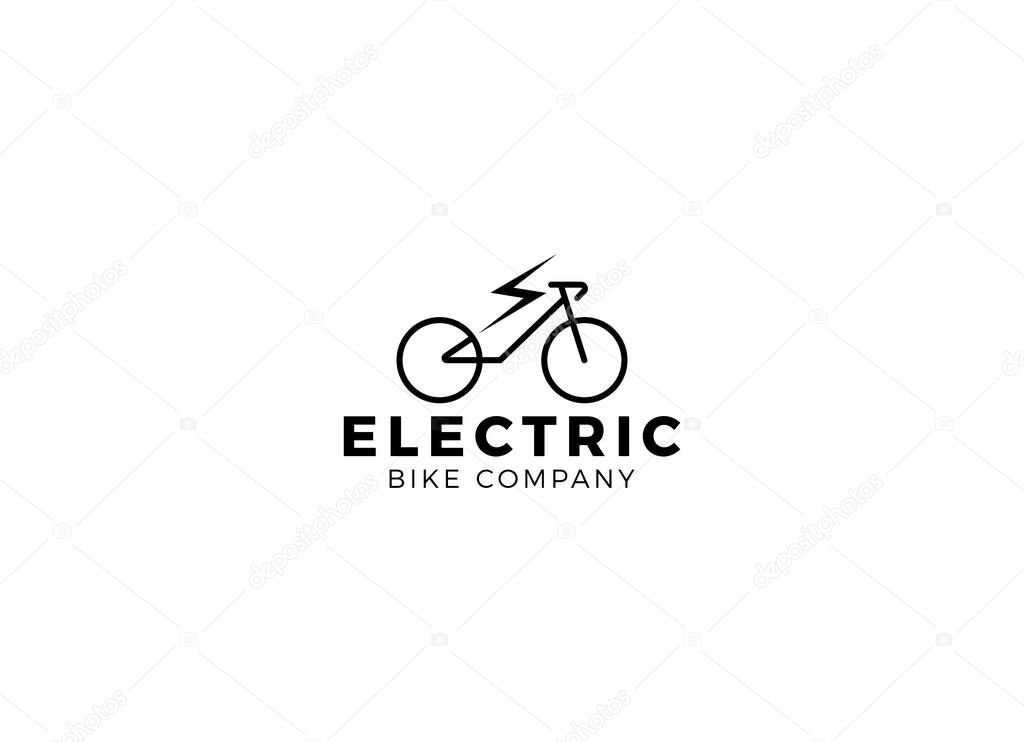 Minimalist bicycle logo design template. Electric bike emblem vector.