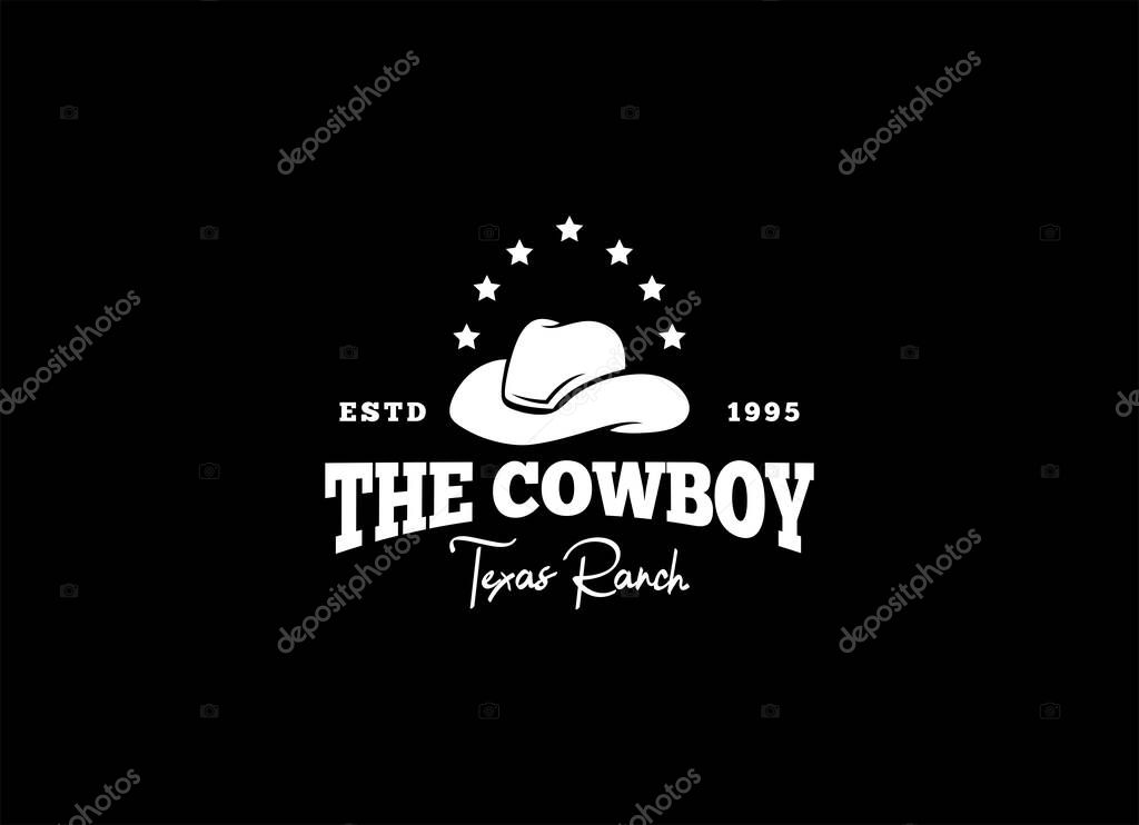 The Cowboy logo in vintage style. Hat cowboy logo vector.