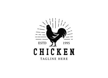 Chicken logo, Fried chicken restaurant, Rooster mascot, chicken farm and egg vector illustration.