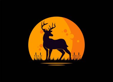 Geyik logosunun silueti tasarım şablonu