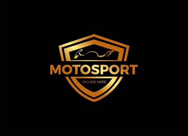 Motosport Logo Σχέδια Έμπνευση Λογότυπο Μοτοσικλέτας Χρυσό Στυλ — Διανυσματικό Αρχείο