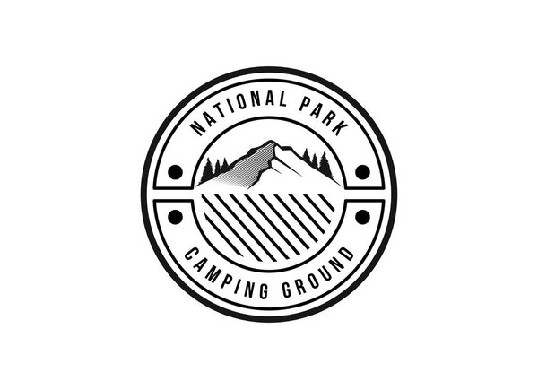 Rustic Retro Vintage Woodland, Evergreen, Pines, Spruce, Cedar trees logo design