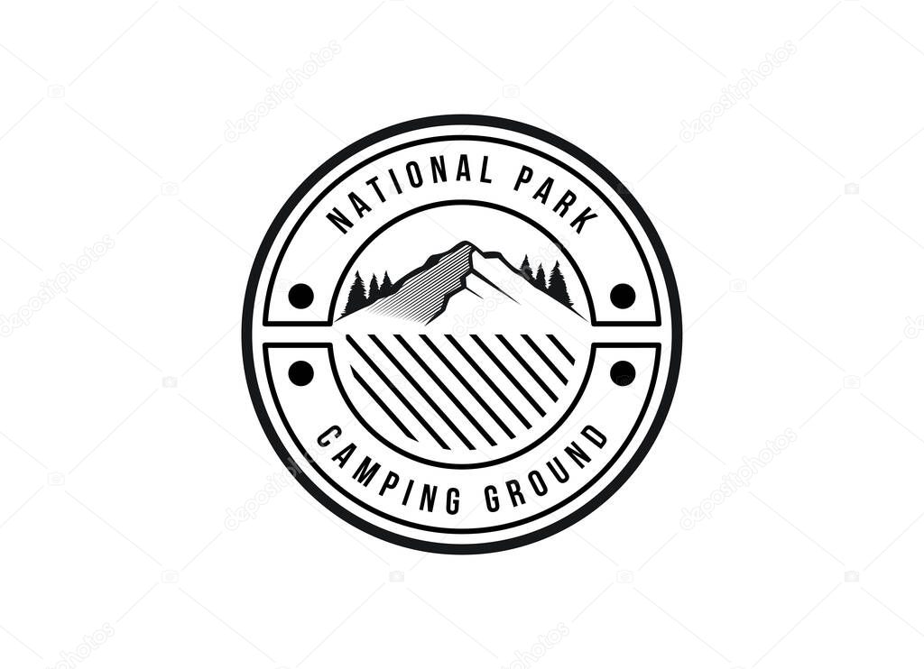 Rustic Retro Vintage Woodland, Evergreen, Pines, Spruce, Cedar trees logo design