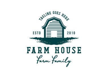 Çiftlik evi sanayi logosu. Barn logo tasarım şablonu.