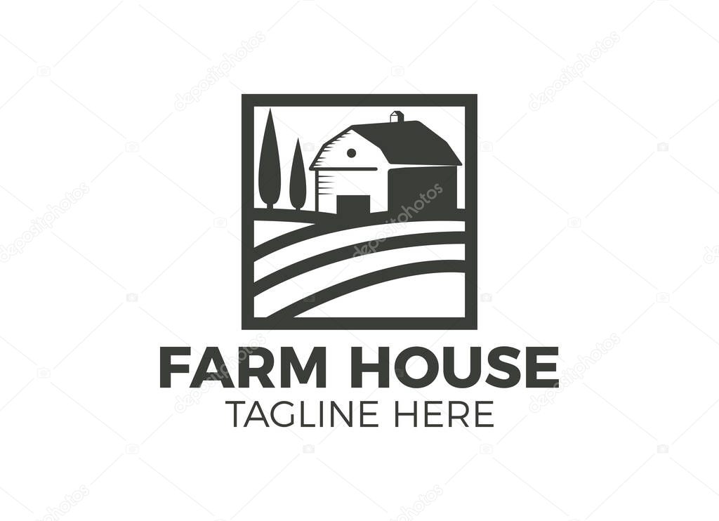 Farm house industry logo. Barn logo design template.