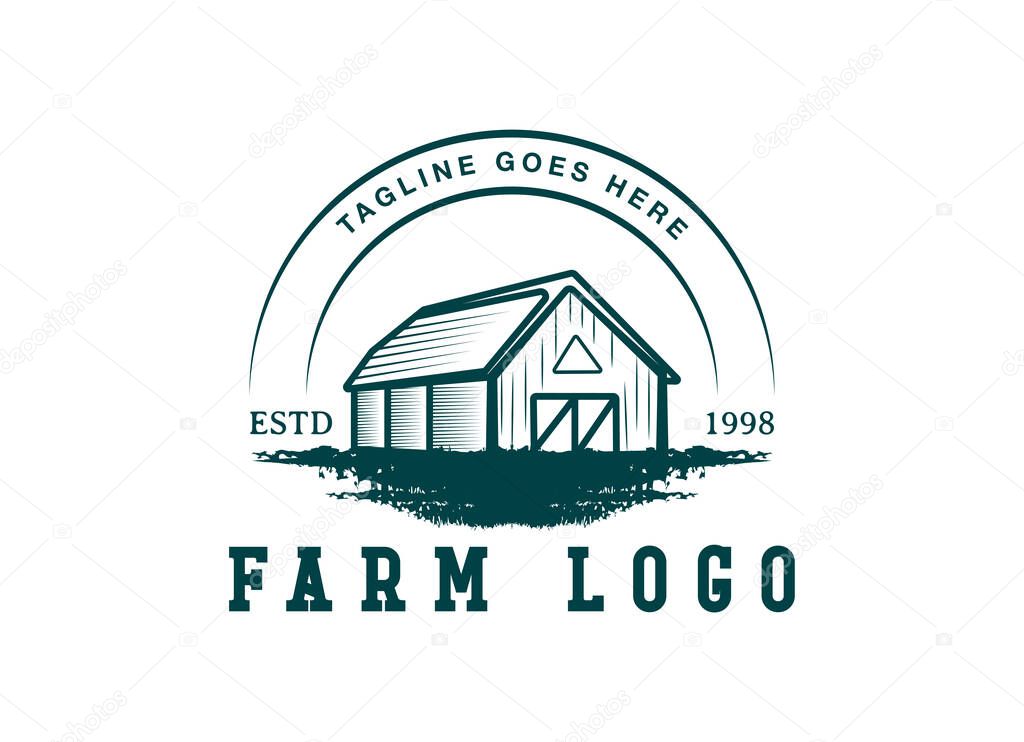 Farm house industry logo. Barn logo design template.