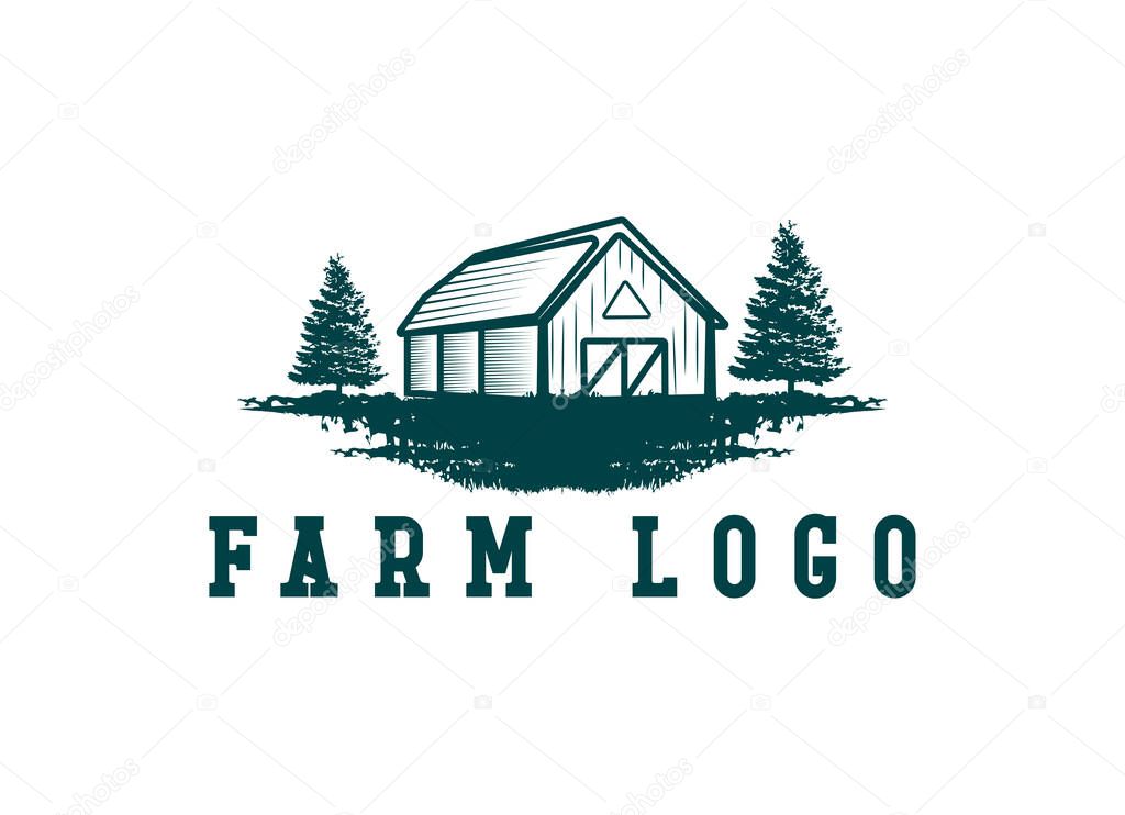 Farm house industry logo. Barn logo design template.
