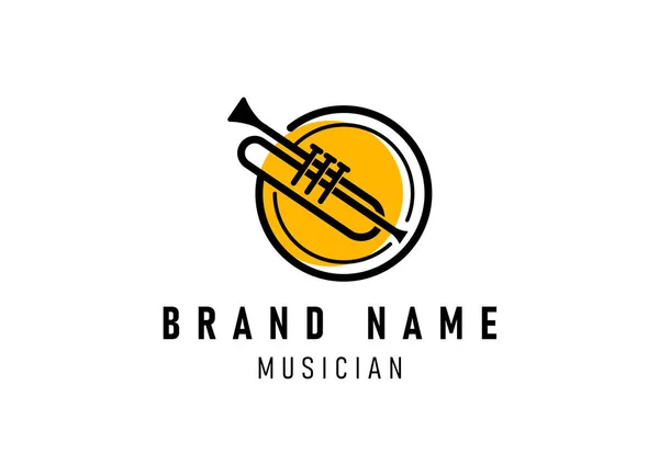 Diseño Del Logotipo Trompeta Generar Melodía Instrumento Jazz Musical Ilustración — Vector de stock