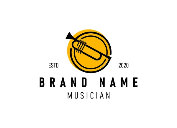 Diseño Del Logotipo Trompeta Generar Melodía Instrumento Jazz Musical Ilustración — Vector de stock