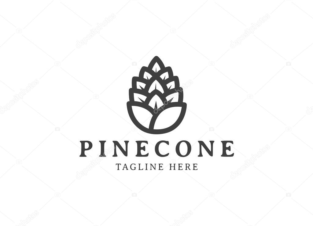 Minimalist pinecone logo vector. Pine tree logo