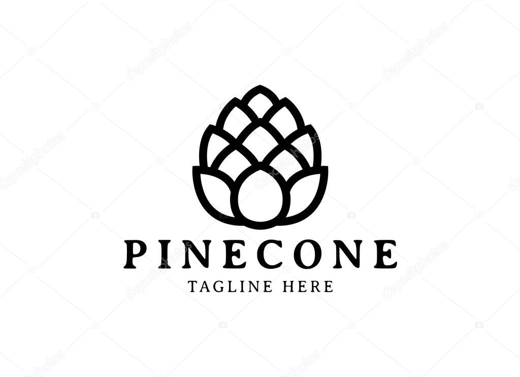 Minimalist pinecone logo vector. Pine tree logo