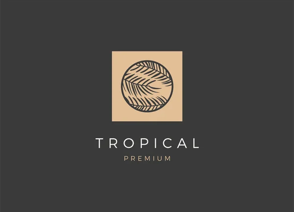 Modello Design Del Logo Foglia Tropicale Lusso — Vettoriale Stock