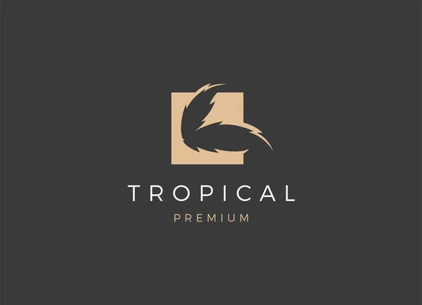 Lüks Tropikal Yaprak Logosu Tasarım Şablonu — Stok Vektör