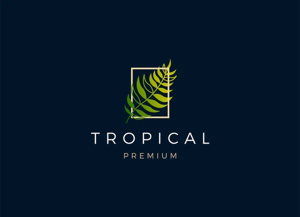 Modello Design Del Logo Foglia Tropicale Lusso — Vettoriale Stock