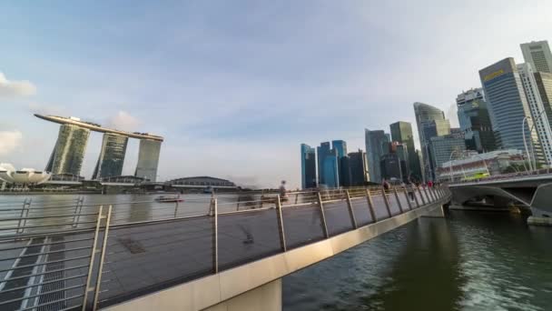 Szingapúr Szingapúr Február 2020 Időkiesés Emberek Séta Üzleti Negyed Marina — Stock videók