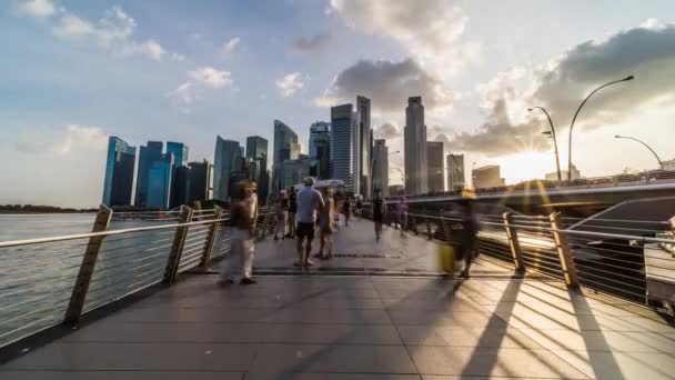 Singapur Singapur Lutego 2020 Upływ Czasu Spaceru Dzielnicy Biznesowej Marina — Wideo stockowe