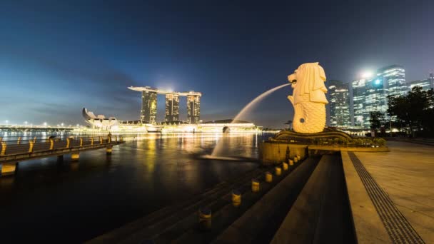 Singapore Singapore Feb 2020 Passeggiata Notte Giorno Turisti Alla Statua — Video Stock