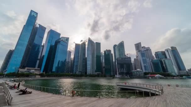 Сінгапур Сінгапур Лютого 2020 Час Проходження Людей Діловому Районі Марина — стокове відео