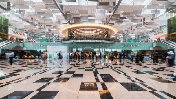 シンガポール シンガポール 2020年2月5日 アジアの人々や観光客の時間経過は チャンギ国際空港で出発ゲートに入ります アジアの航空輸送 または海外旅行ライフスタイルの概念 — ストック動画