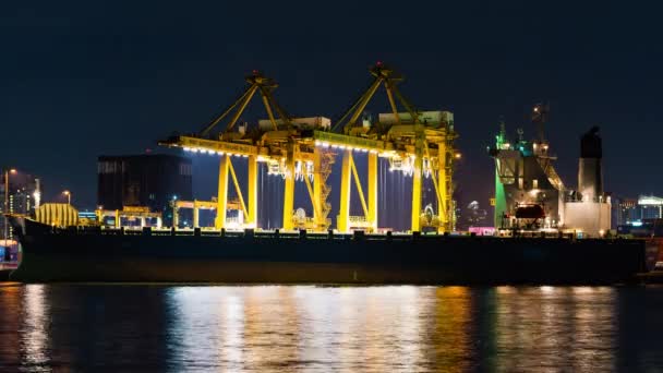 Time Lapse Van Scheepvaart Haven Met Lading Containerschip Kraan Azië — Stockvideo