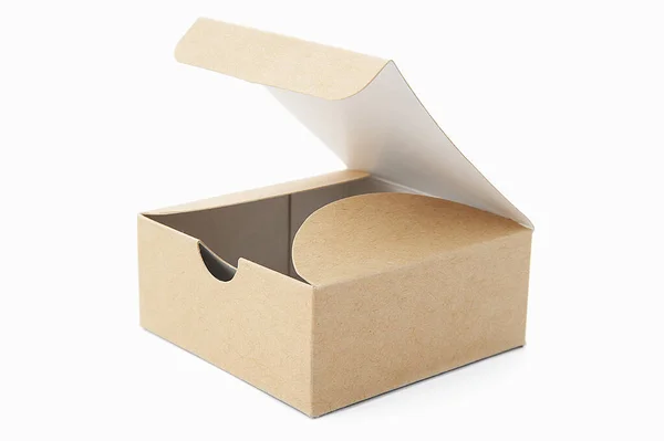 Caixa Papelão Isolada Sobre Fundo Branco Conceito Embalagem Verde — Fotografia de Stock