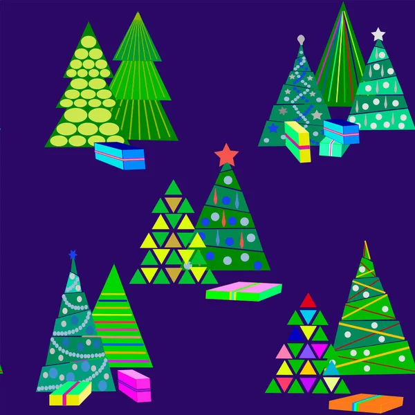 Motif Des Arbres Noël Des Jouets Nouvel — Image vectorielle