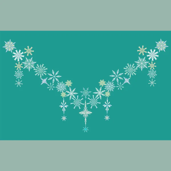 Snow Queen Elegant Necklace Made Snowflakes — Stockový vektor