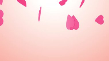 Rain Of Hearts On Romantic Pale Pink Background. Beautiful Backdrop Animation for Valentine's Day, Wedding, Anniversary, Or Any Other Romantic Special Event.