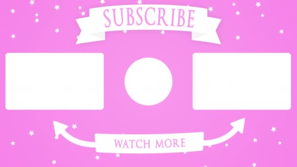 End Screen Channel Outro Interaktiva Element Rosa Bakgrund Animation För — Stockvideo