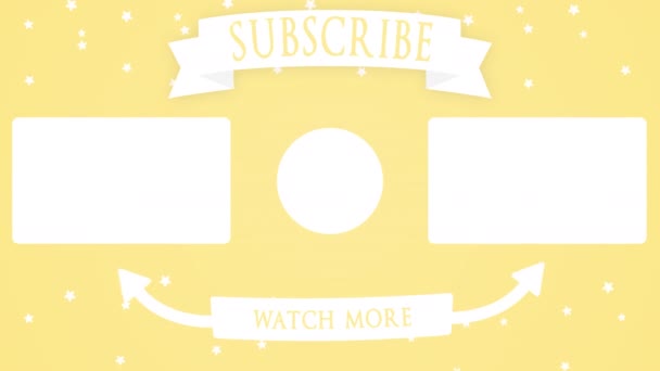 Endeskjerm Kanal Outro Interaktivt Element Gul Bakgrunn Animasjon Fremme Videoer – stockvideo