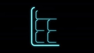 Şeffaf Arkaplanda Neon Parlayan Hesaplayıcı Simgesi İş Ekonomisi Finans Hattı Vektör Canlandırma İşareti.