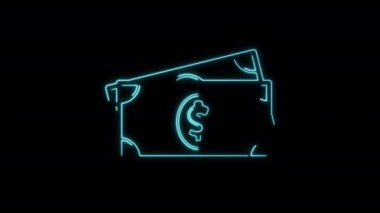 Neon Parlayan Para 2 Dolar İşletme Ekonomik Tasarruf Tasarruf Hattı Şeffaf Arkaplanda Vektör Canlandırması Faturası.