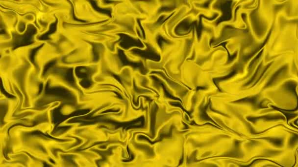 Золотой Жидкий Фон Размахивая Жидкой Текстурой Воды Желтый Цвет Металла — стоковое видео