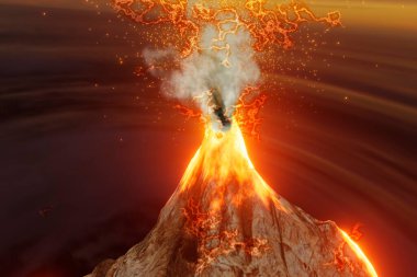 Geceleri şimşek fırtınası ve Meksika 'da 3 boyutlu yanardağ püskürtüyor lav, magma, gaz, kül ve duman bulutu yayılıyor. 
