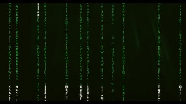 符号化技術バックエンドプログラミング記号数概念言語Html垂直背景オーロラボアリス効果で加速文字交換をドロップ80年代のアニメーションループの画面に — ストック動画
