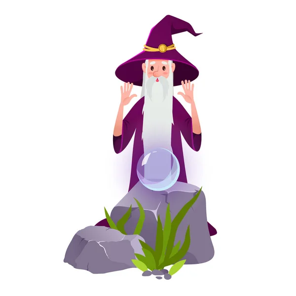 Cartoon wizard character — Stock Vector