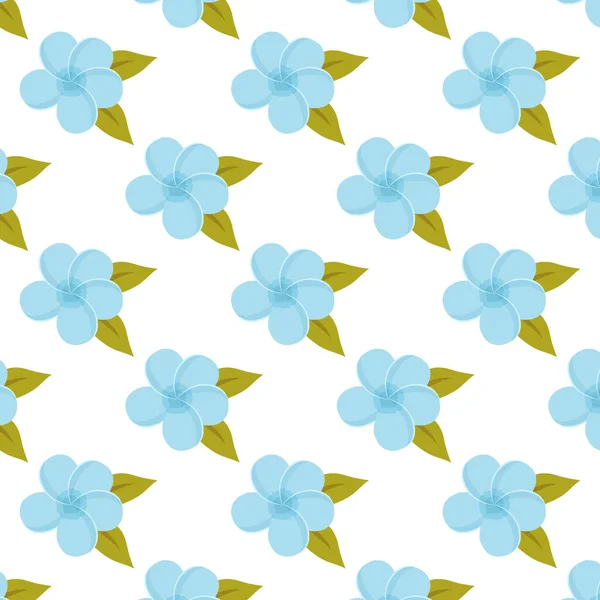 Seamless Pattern Blue Plumeria Flowers White Background Background Greeting Cards — стоковый вектор