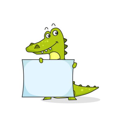 Bayrağı olan sevimli timsah.