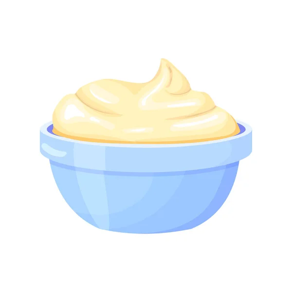 Bowl with fresh cream, sauce, mayonnaise or yoghurt — Vettoriale Stock