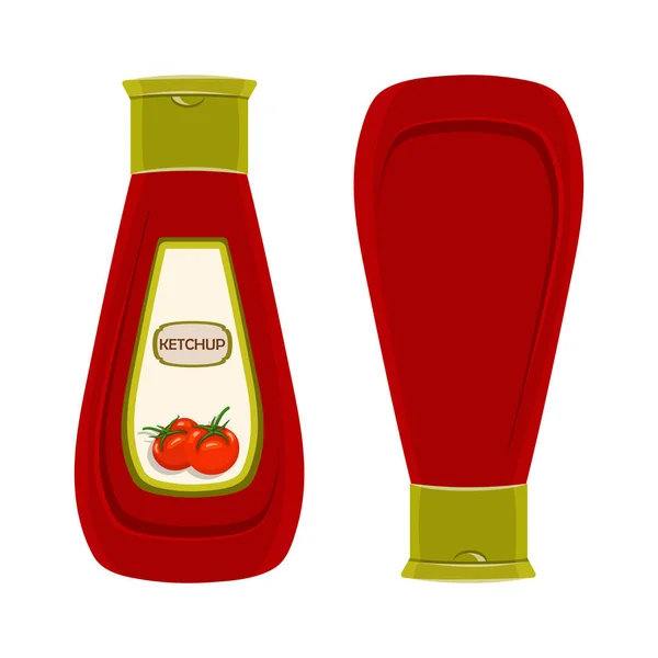 Cartoon plastic bottle with ketchup — Stockový vektor