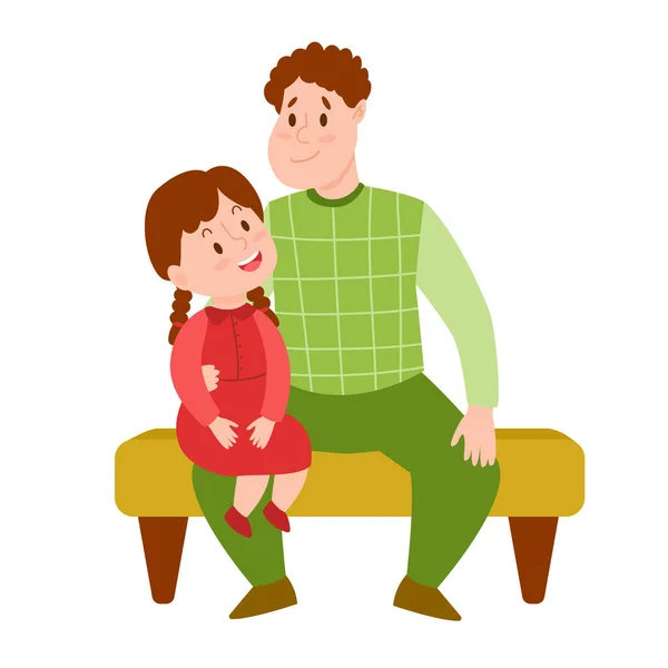 Dibujos animados ilustración de un padre y una hija — Vector de stock